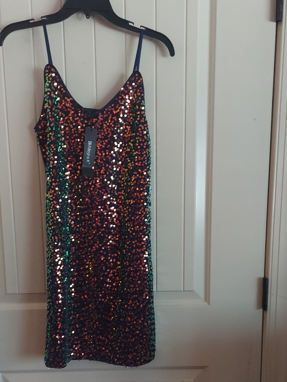 NWT Allegra K Multicolor Sequin Mini Slip Dress XS